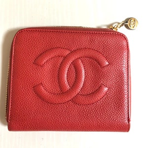 Chanel Matelasse Varnished Leather Zippy Wallet Light Red