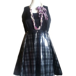 Vintage Gianni Versace black and check pattern vinyl dress with medusa motifs. Gorgeous dress Lady Gaga style. 070117re3