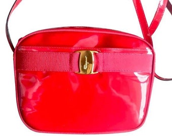 Vintage Salvatore Ferragamo Vara Collection Patent Enamel
