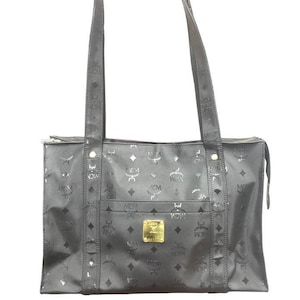 MINT. Vintage MCM black monogram large shopper tote bag, shoulder bag. Unisex use as classic style in originality. Handmade in Germany. 0704