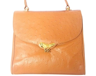 ヴィンテージ NINA RICCI タンキャンバス＆レザー ショルダーバッグ