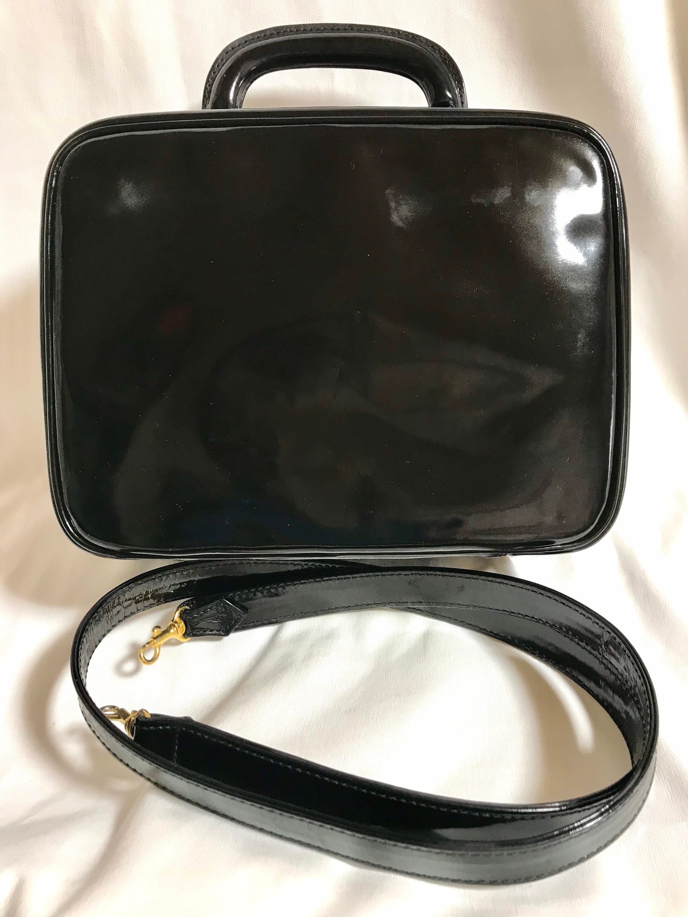 Vintage CHANEL Patent Enamel Vanity Bag Lunchbox Shape 