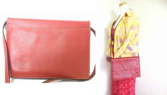 バッグ vintage leather red stitch shoulder bag TWINSET Milano