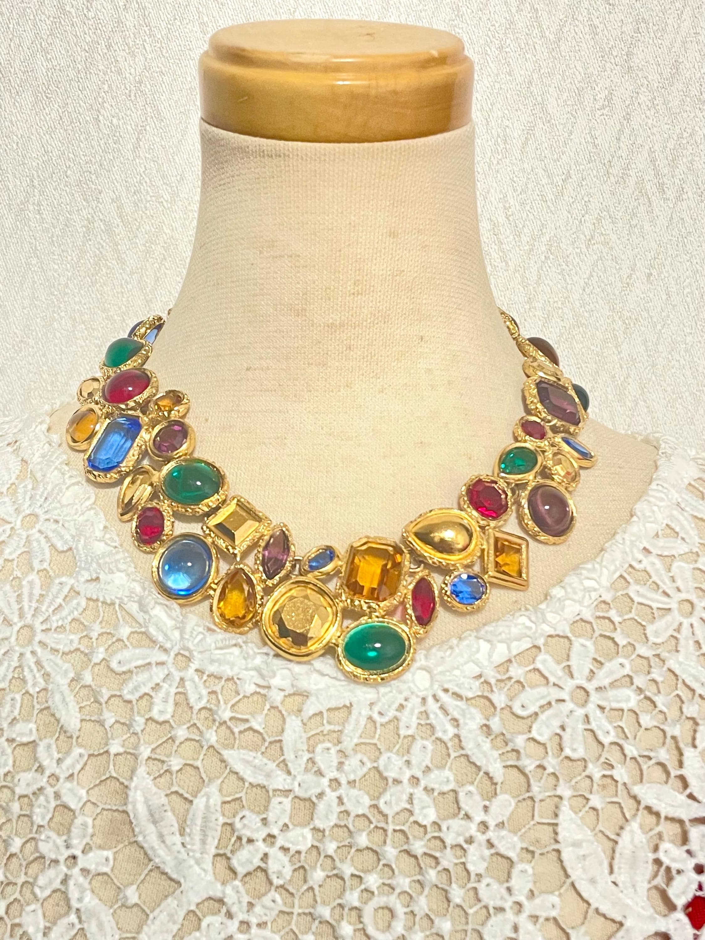 1990s Yves Saint Laurent Gripoix Statement Necklace – Multicolor