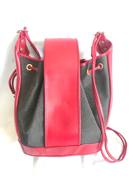 Vintage Yves Saint Laurent  red and grey hobo buc… - image 2