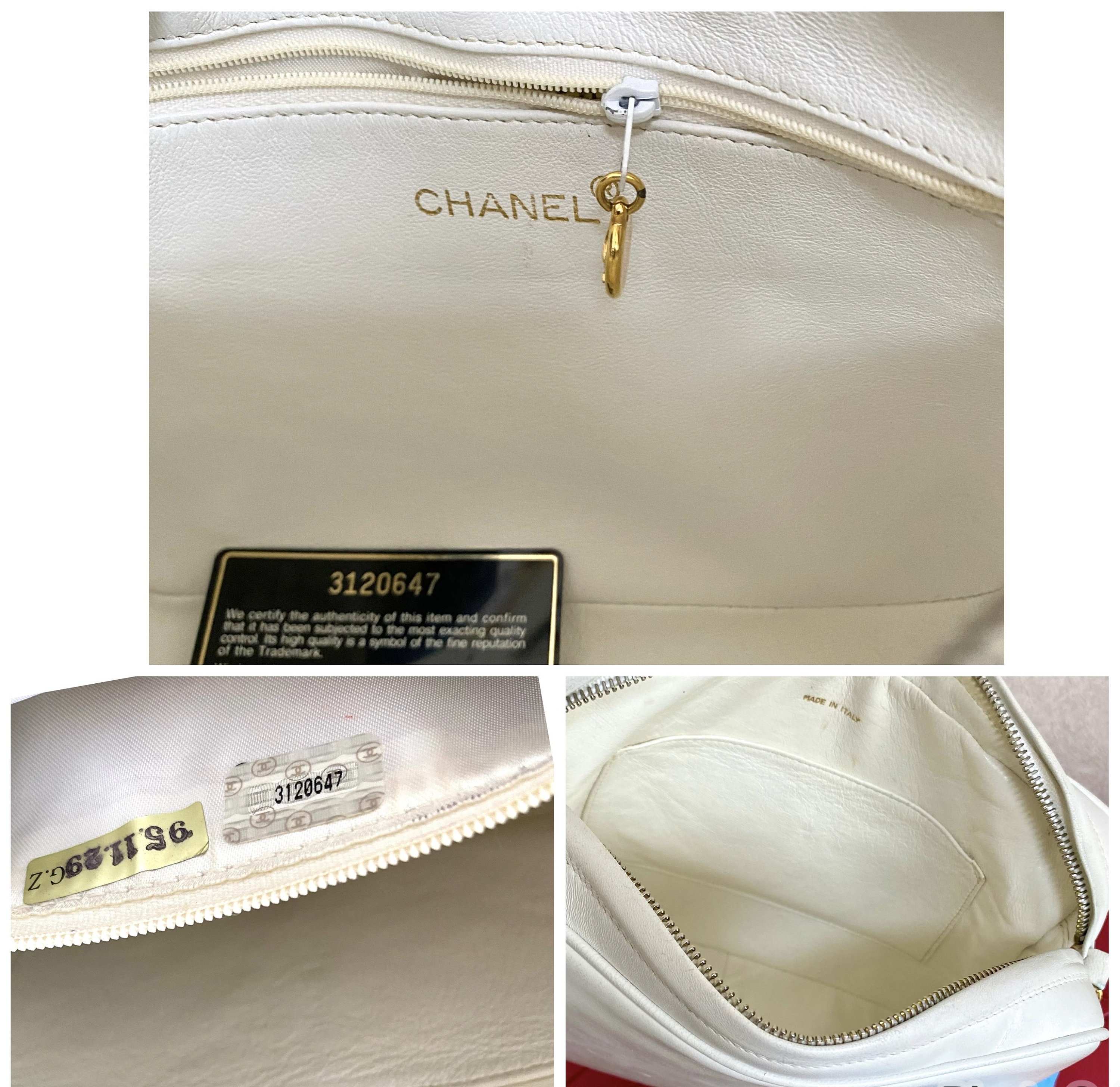 専用】CHANEL バッグ　白　ヴィンテージ Vintage CHANEL White Leather Camera Bag With Triple CC Stitch