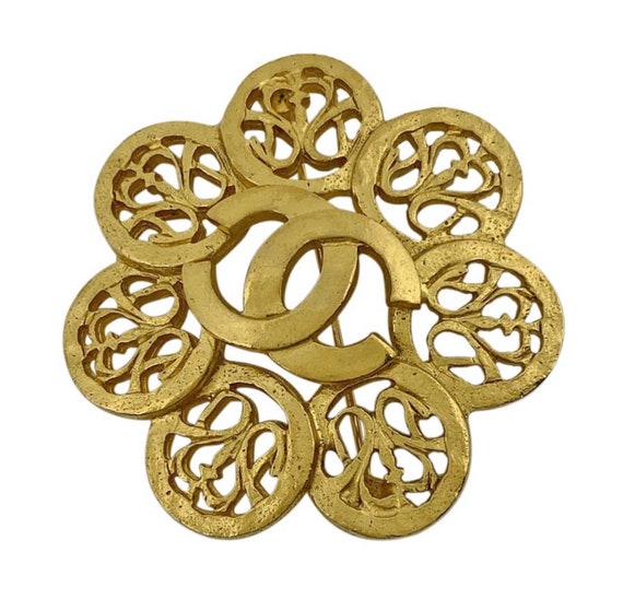 Vintage CHANEL Arabesque Flower Brooch With CC Mark. Made in -  Denmark