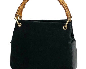 Gucci Vintage Black Patent Leather Bag with Bamboo Handle and Gold Har –  Sellier