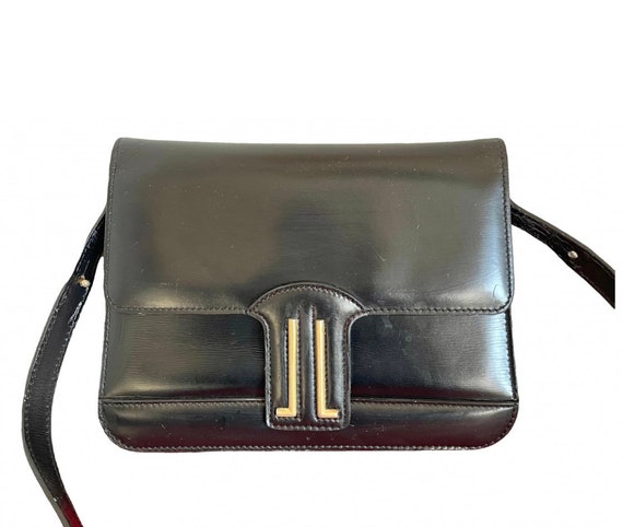 Vintage Lanvin Black Leather Shoulder Bag With Iconic Golden Logo Motif Classic Purse for Daily Use. 050222ya1 Etsy