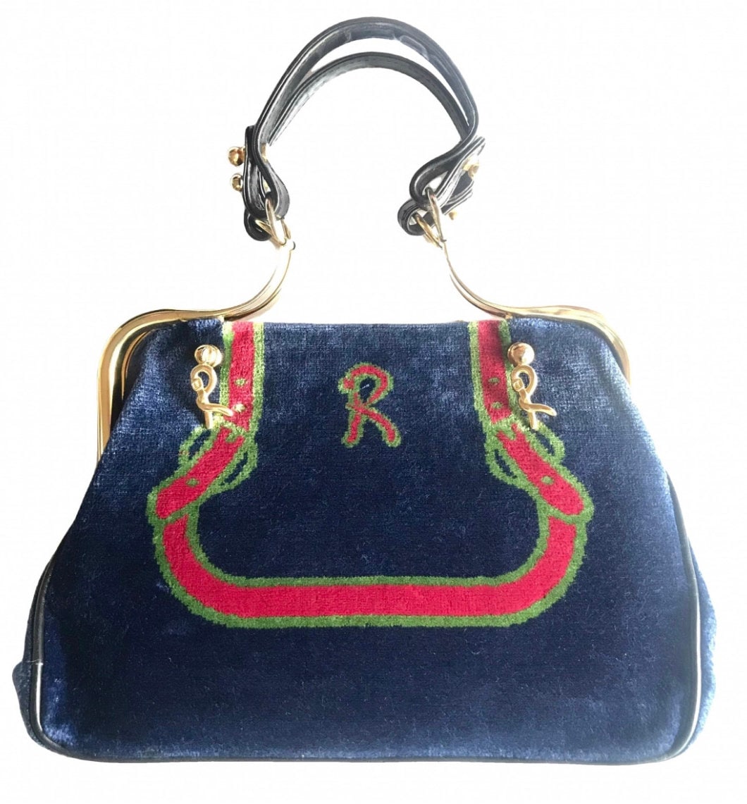 Vintage Roberta Di Camerino Tricolor Handbag With Navy, Red  display picture 3
