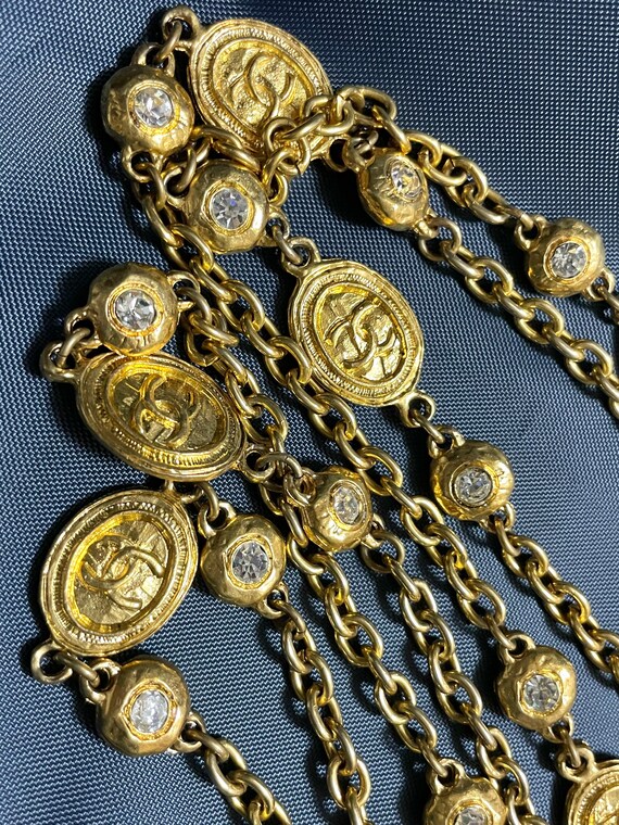 Vintage CHANEL chain and crystal glass necklace w… - image 8
