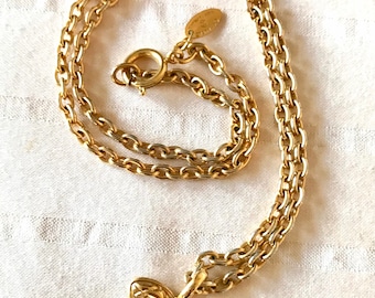 Vintage CHANEL Classic Chain Necklace With Mini Matelasse CC