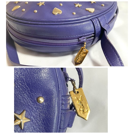 Vintage Yves Saint Laurent purple round bag with … - image 6