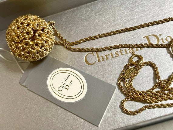 MINT. Vintage Christian Dior Skinny Chain Necklace With Ball 