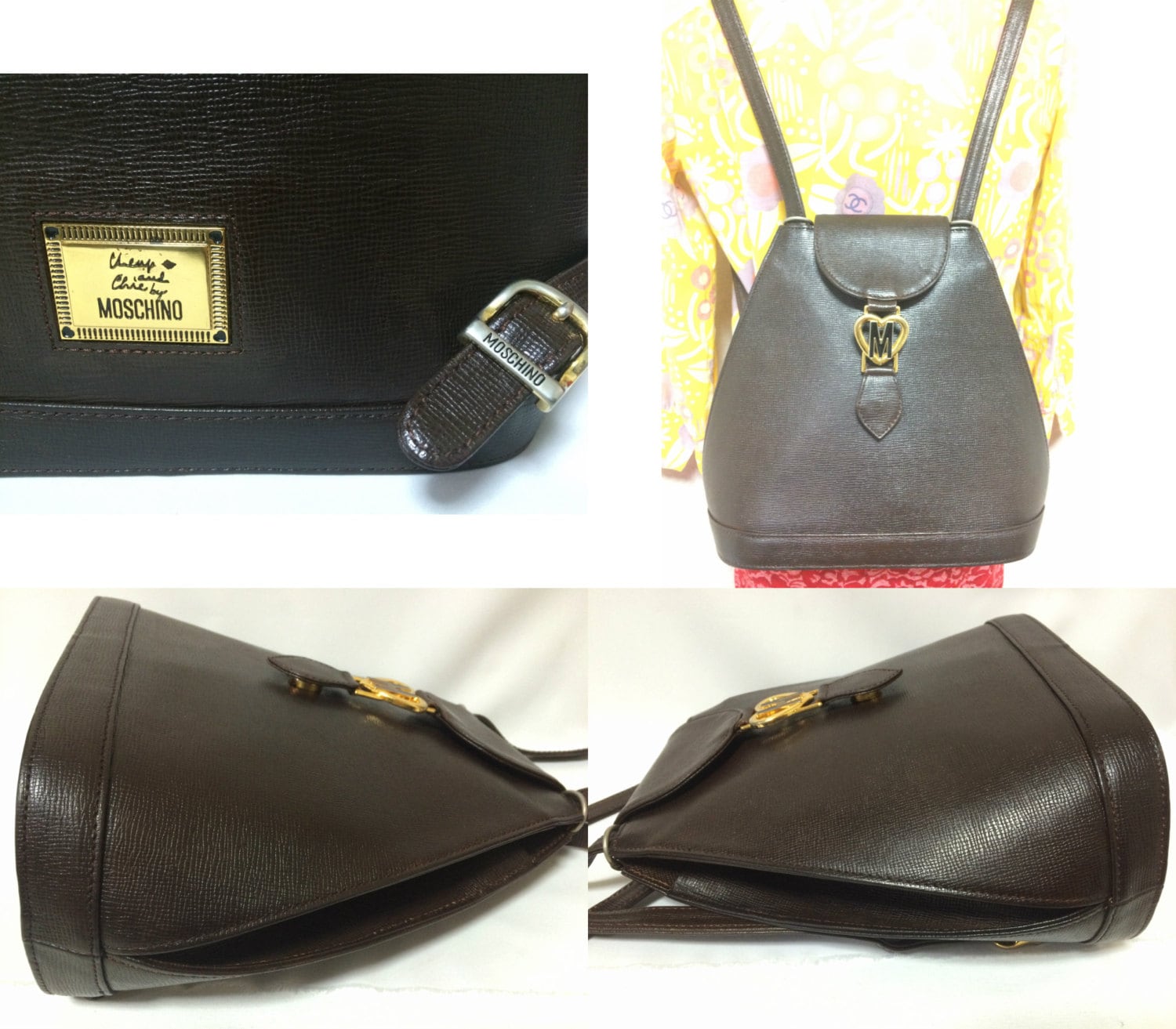 ✨Moschino Cheap and Chic Brown Backpack✨ 1990s Vintage Moschino Cheap and Chic Dark Brown Leather  main image 3