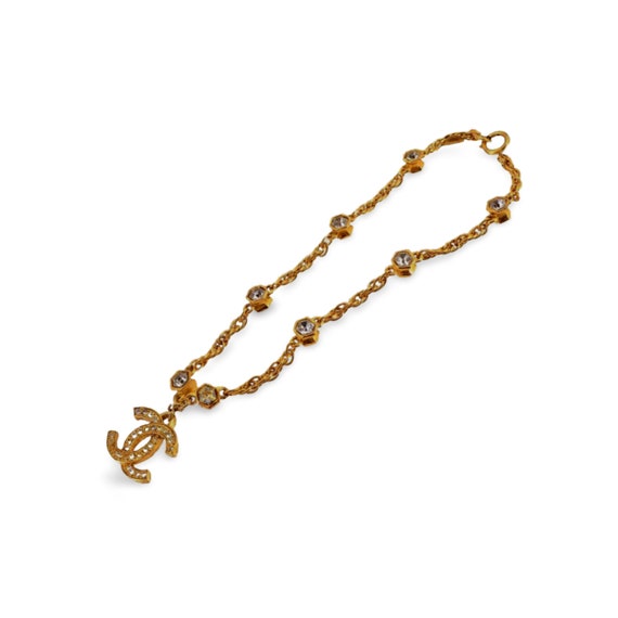 Vintage CHANEL chain and gripoix glass necklace w… - image 2