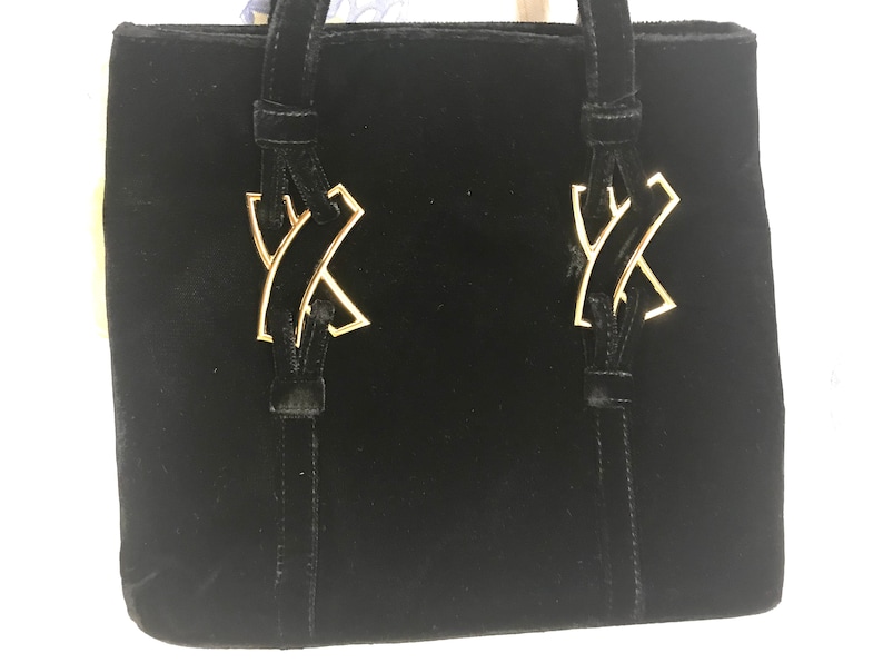 Mint Vintage Paloma Picasso Black Velvet Tote Bag With Golden Etsy
