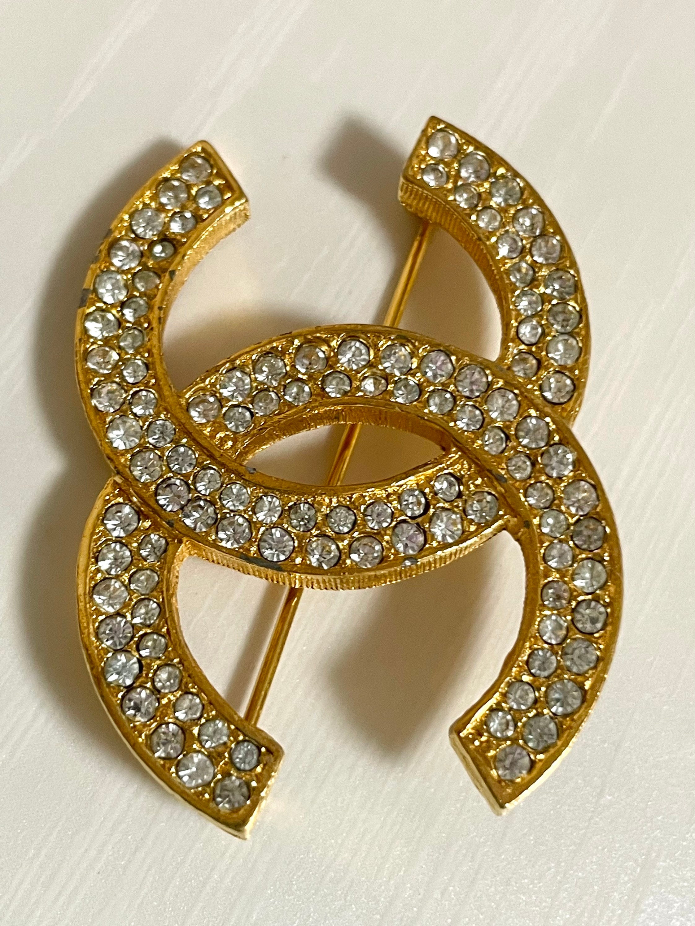 Buy W2 Vintage Chanel CC Brooch With Crystals. Must Have Classic