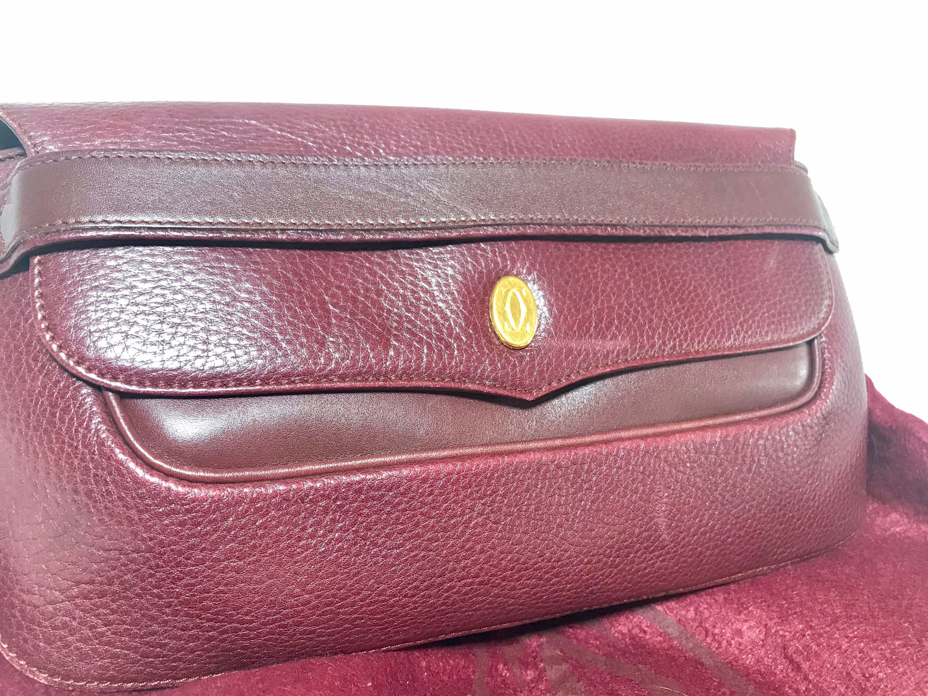 バッグ Cartier MustLine Bordeaux Leather Clutch Cartier Clutch Bag Must Line Bordeaux Leather Used Authentic