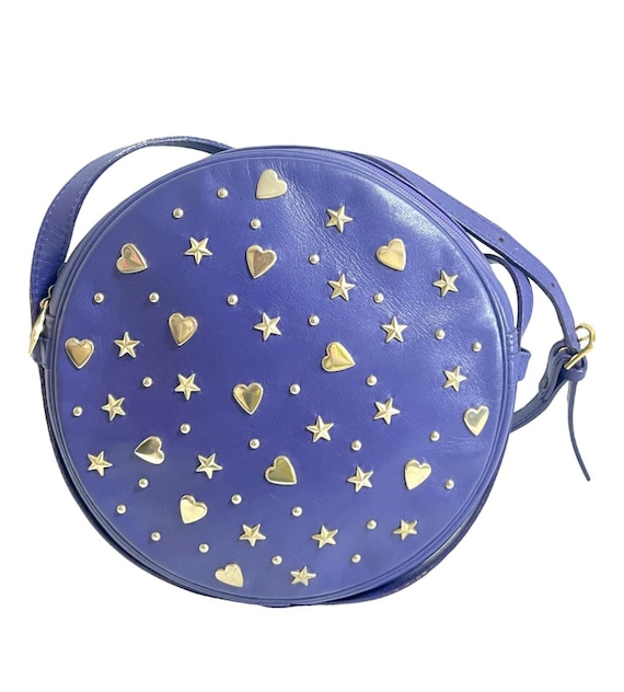 Vintage Yves Saint Laurent Purple Round Bag With Heart and Star