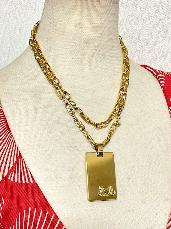 Vintage Celine golden long necklace with blaison m
