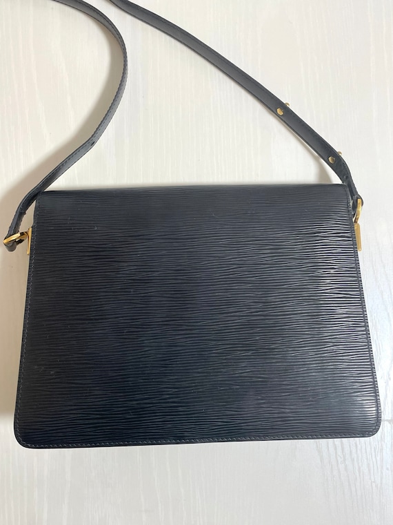 Vintage Louis Vuitton black epi mod clutch, shoulder bag with a