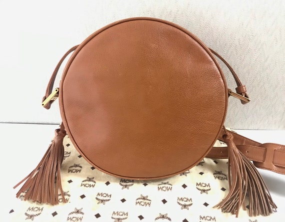 Vintage MCM Suzy Wong Bag, Brown Grained Leather Round Shoulder