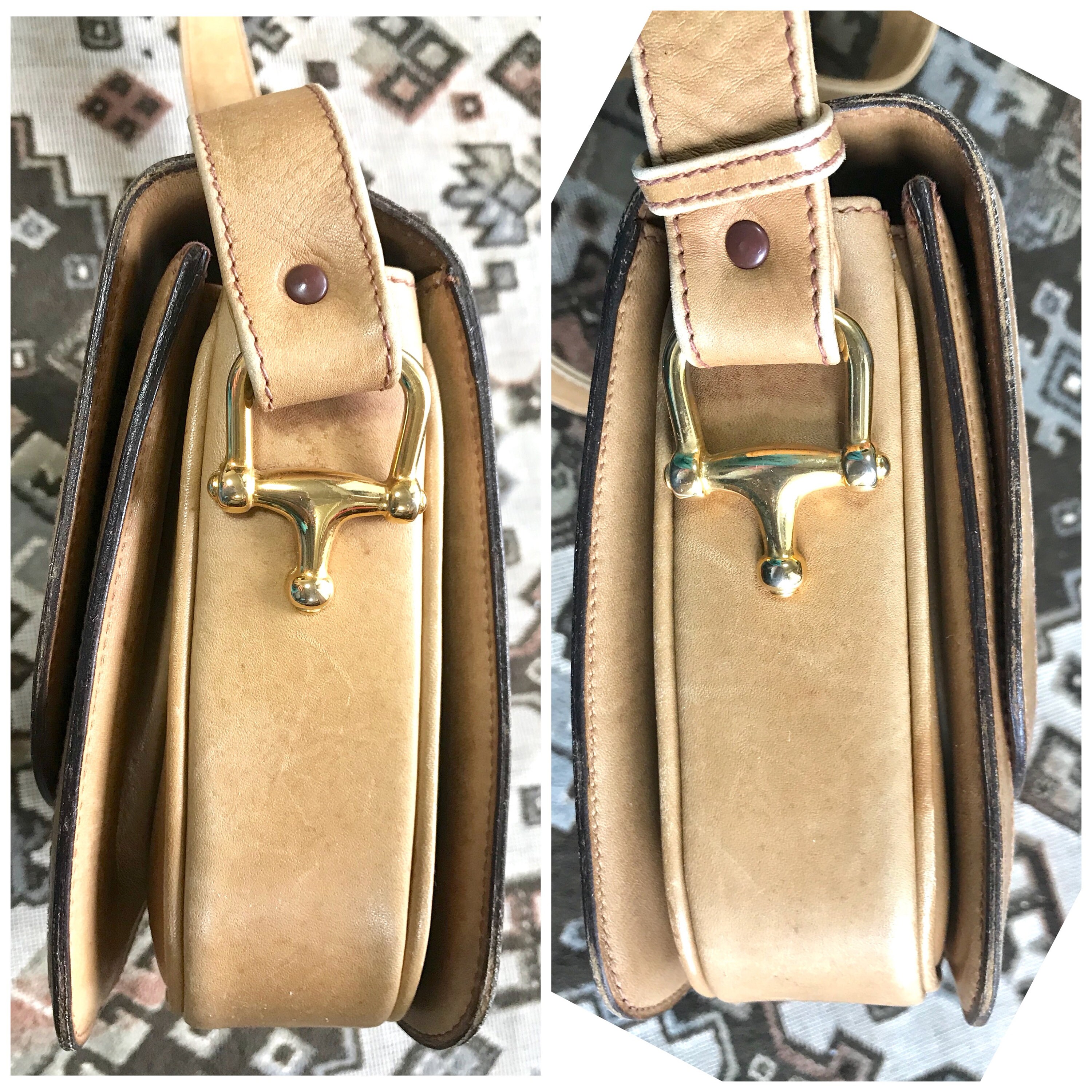 Vintage Celine Beige Macadam and Blason Pattern Classic