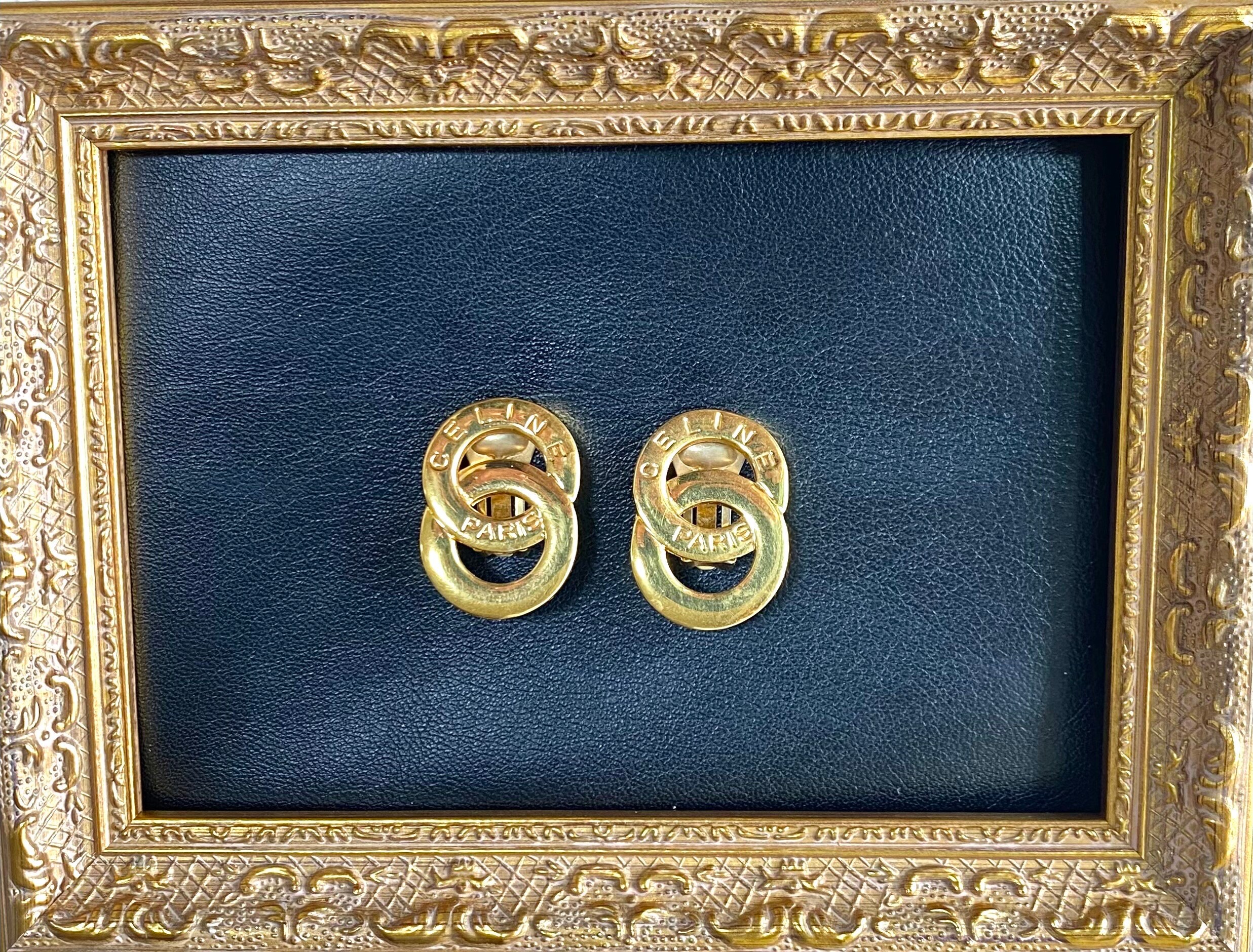 Vintage Celine golden round ball and logo embossed frame earrings. Cla –  eNdApPi ***where you can find your favorite designer  vintages..authentic, affordable, and lovable.