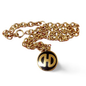 Vintage CELINE golden chain necklace with enbossed logo horsebit pendant top. Perfect jewelry that fits any occasions. 060220ac1