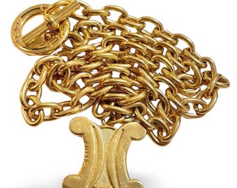 CELINE Vintage Triomphe Chain Link Long Necklace - Etsy