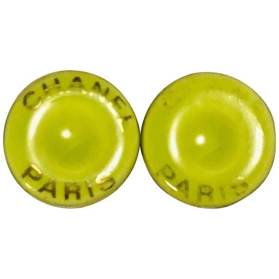 Vintage CHANEL yellow green, lime color and gold … - image 1