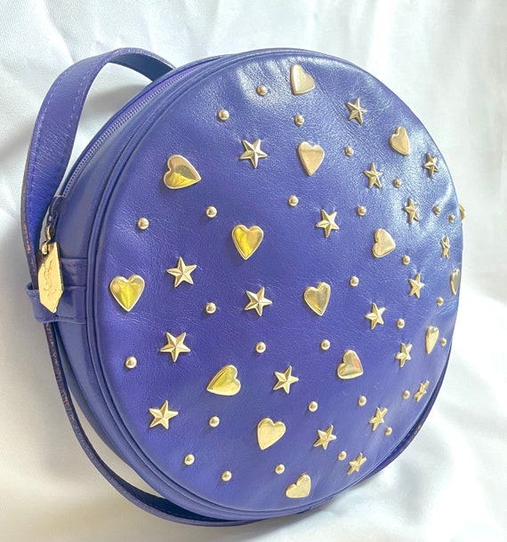 Vintage Yves Saint Laurent purple round bag with … - image 3