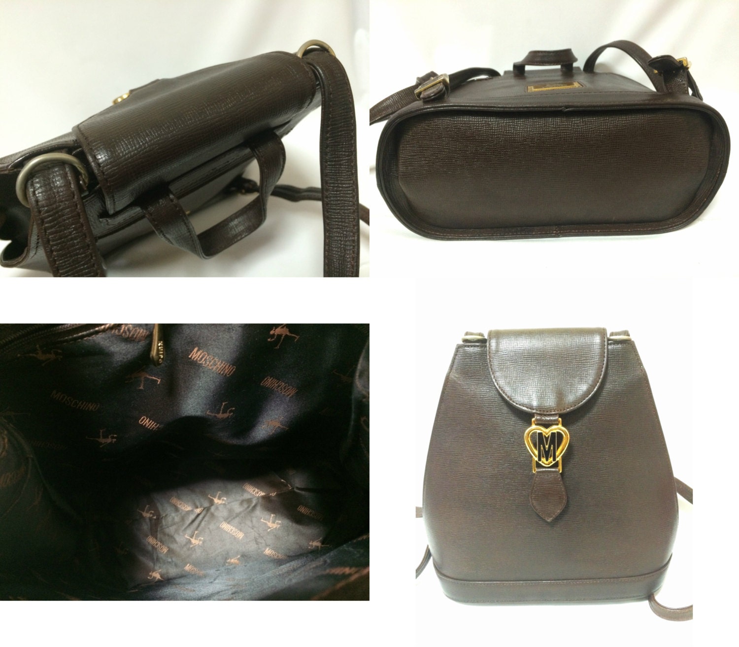1990s Vintage Moschino Cheap and Chic Dark Brown Leather 