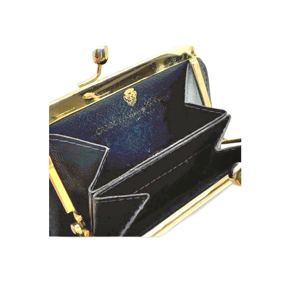 Vintage 1980s–1990s Gucci GG Monogram Navy Coin Purse With Kiss