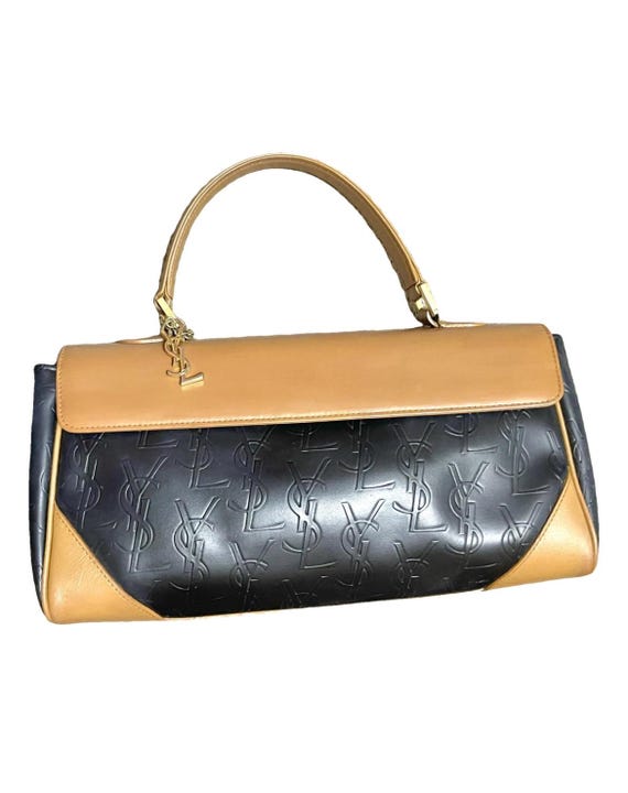 Vintage Yves Saint Laurent Black and Brown Leather Handbag