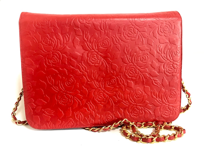 Vintage Valentino Garavani Red Leather Chain Shoulder Bag With - Etsy