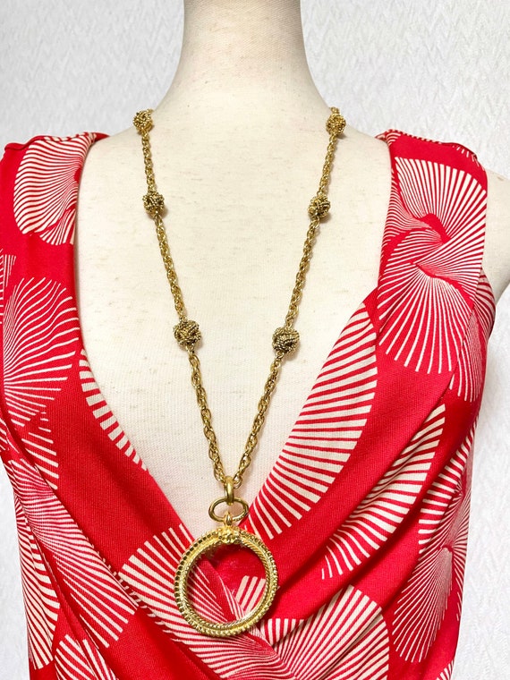 Vintage CHANEL golden chain necklace with loupe g… - image 2
