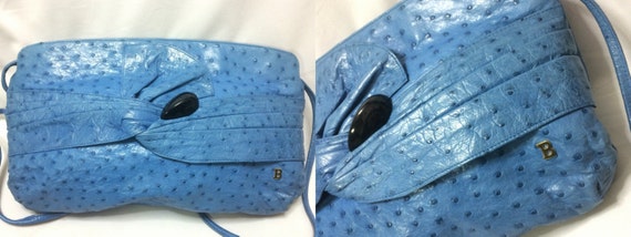 1980s. Vintage BALLY genuine blue ostrich leather… - image 2