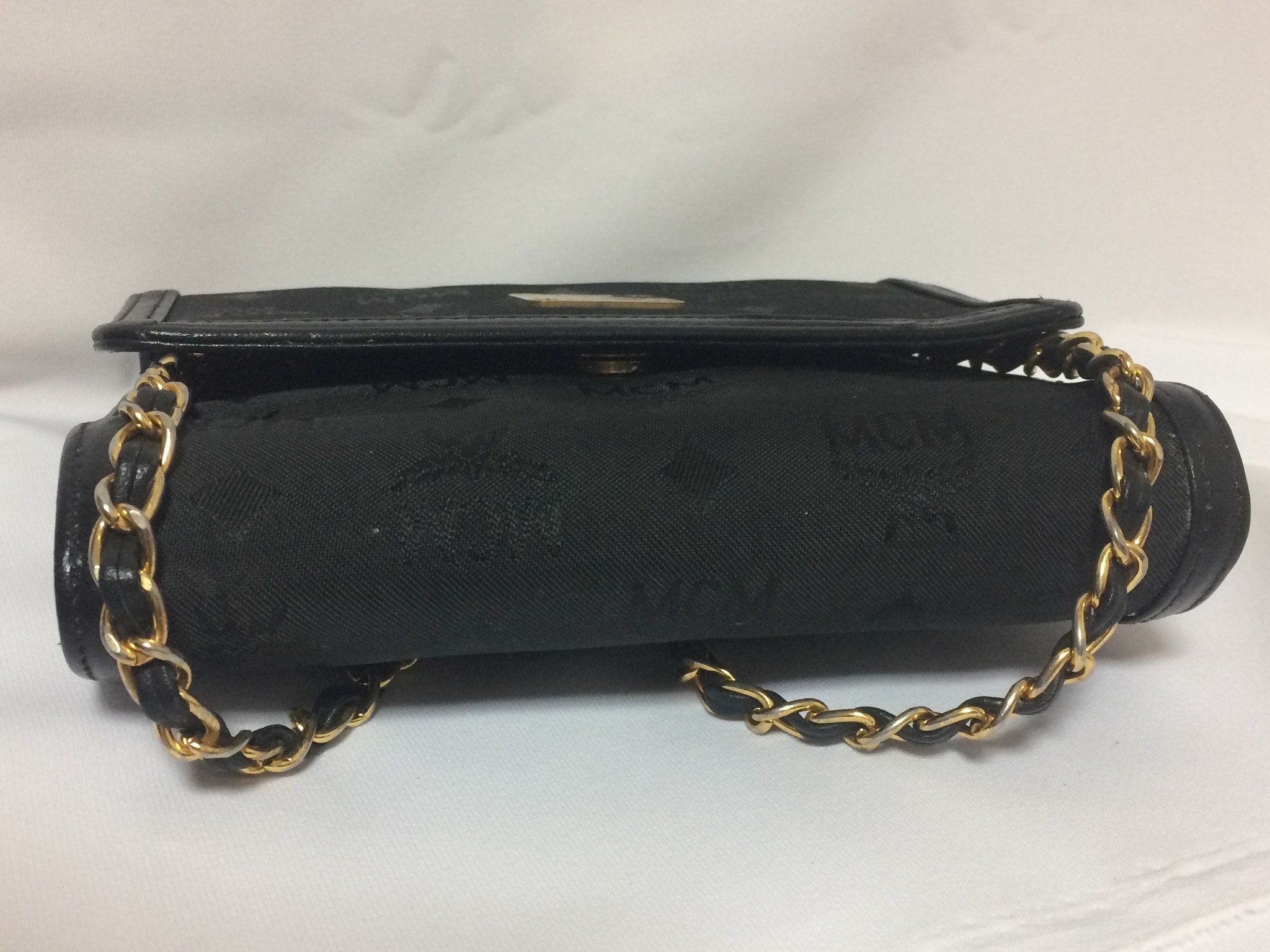 New MCM Black Leather Pouch Clutch Bag Wallet NEW Rare Original Authentic