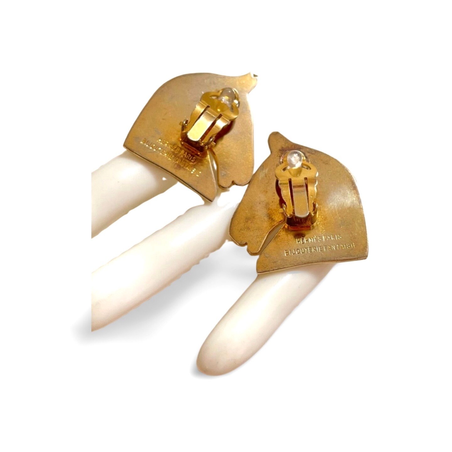 Vintage HERMES Gold Tone Horse Earrings. Fun and Unique