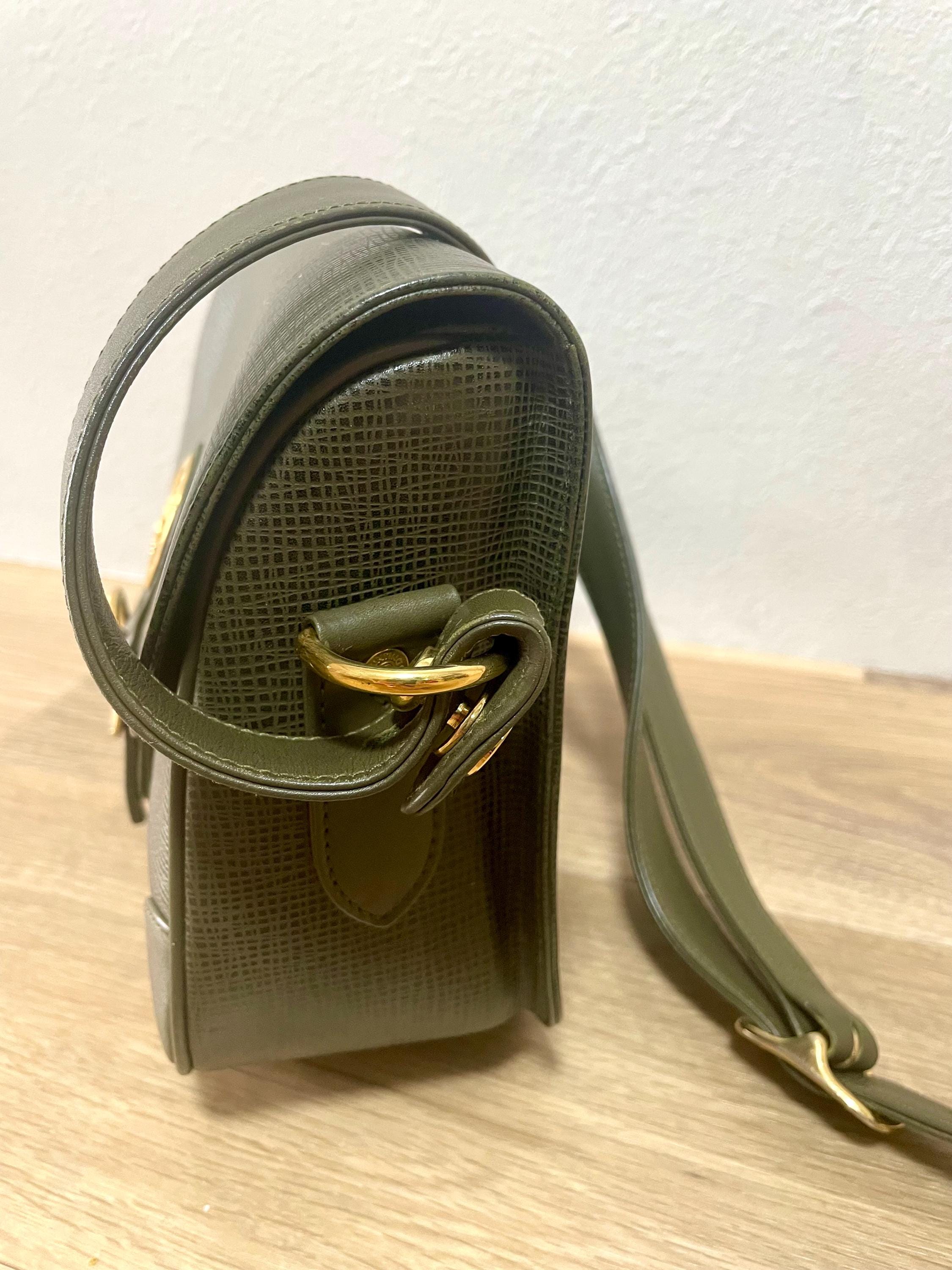 Vintage Hunting World Khaki Genuine Leather Shoulder Bag With