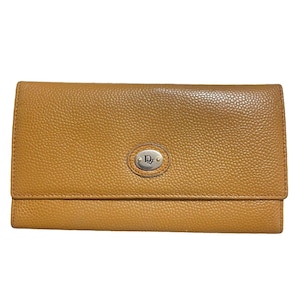 Vintage Christian Dior beige brown grained leather wallet with logo motif. Classic wallet purse. 070707re1
