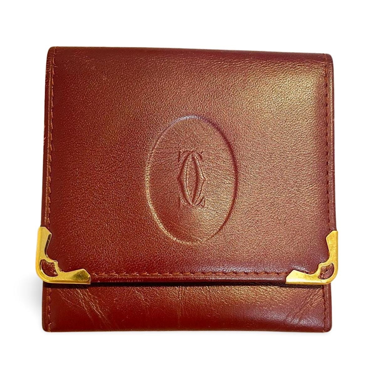Vintage Cartier Genuine Wine Leather Square Coin Case With  display picture 1