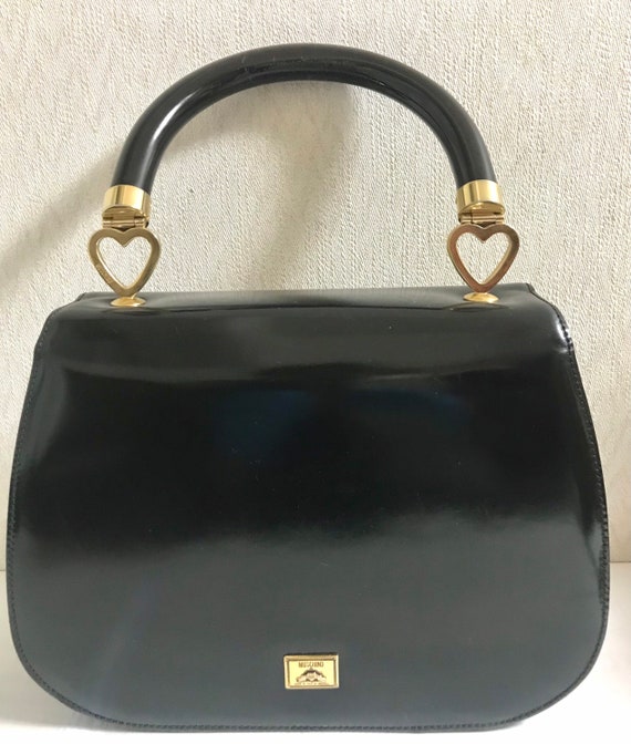 Vintage MOSCHINO Black Suede and Colorful Jigsaw Puzzle
