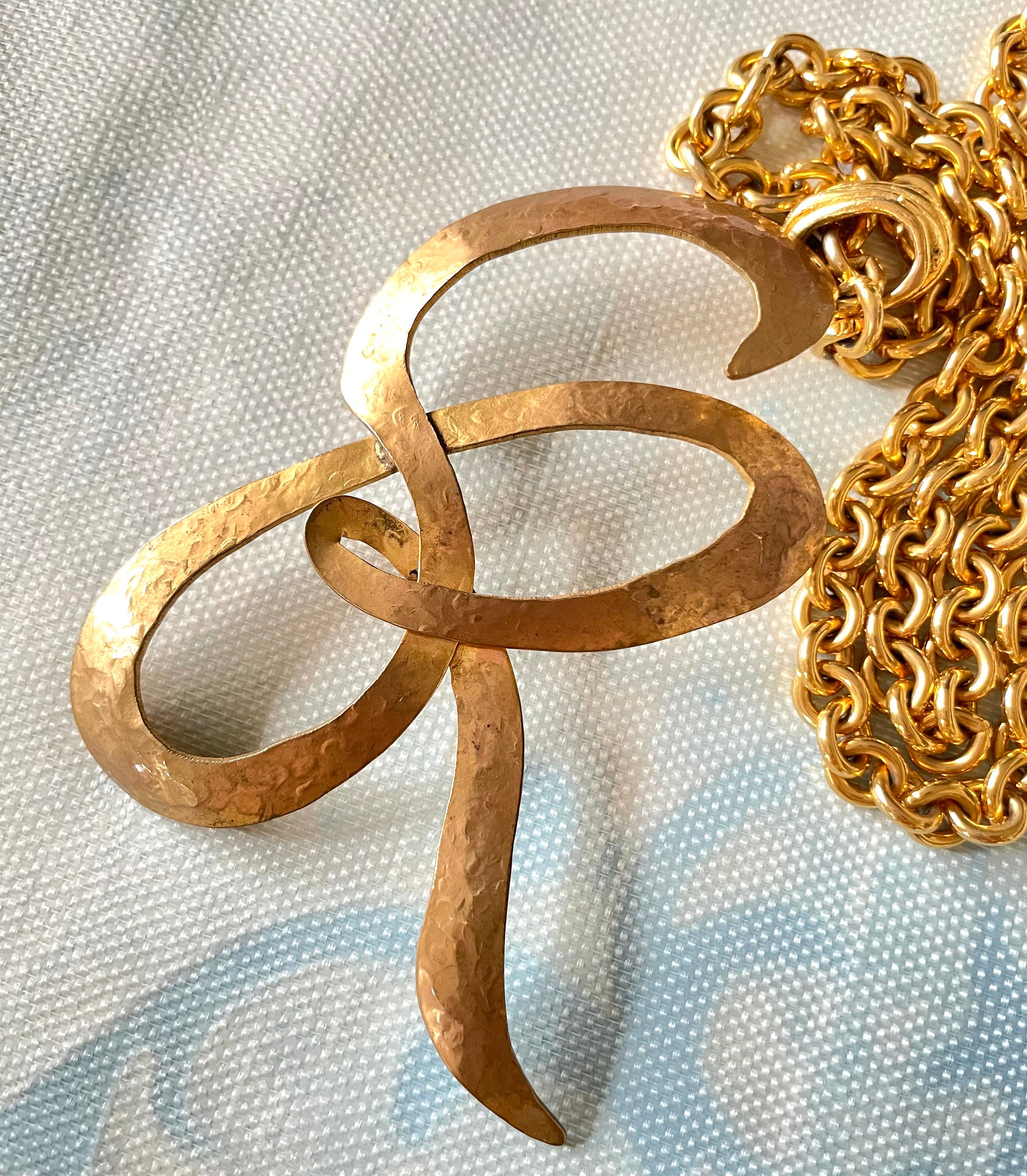 Vintage Sonia Rykiel Golden Chain Necklace With Large Logo
