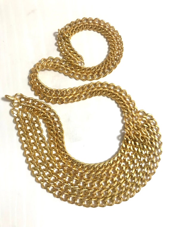 Buy Vintage CHANEL Multiple Layer Golden Chain Belt  display picture 1