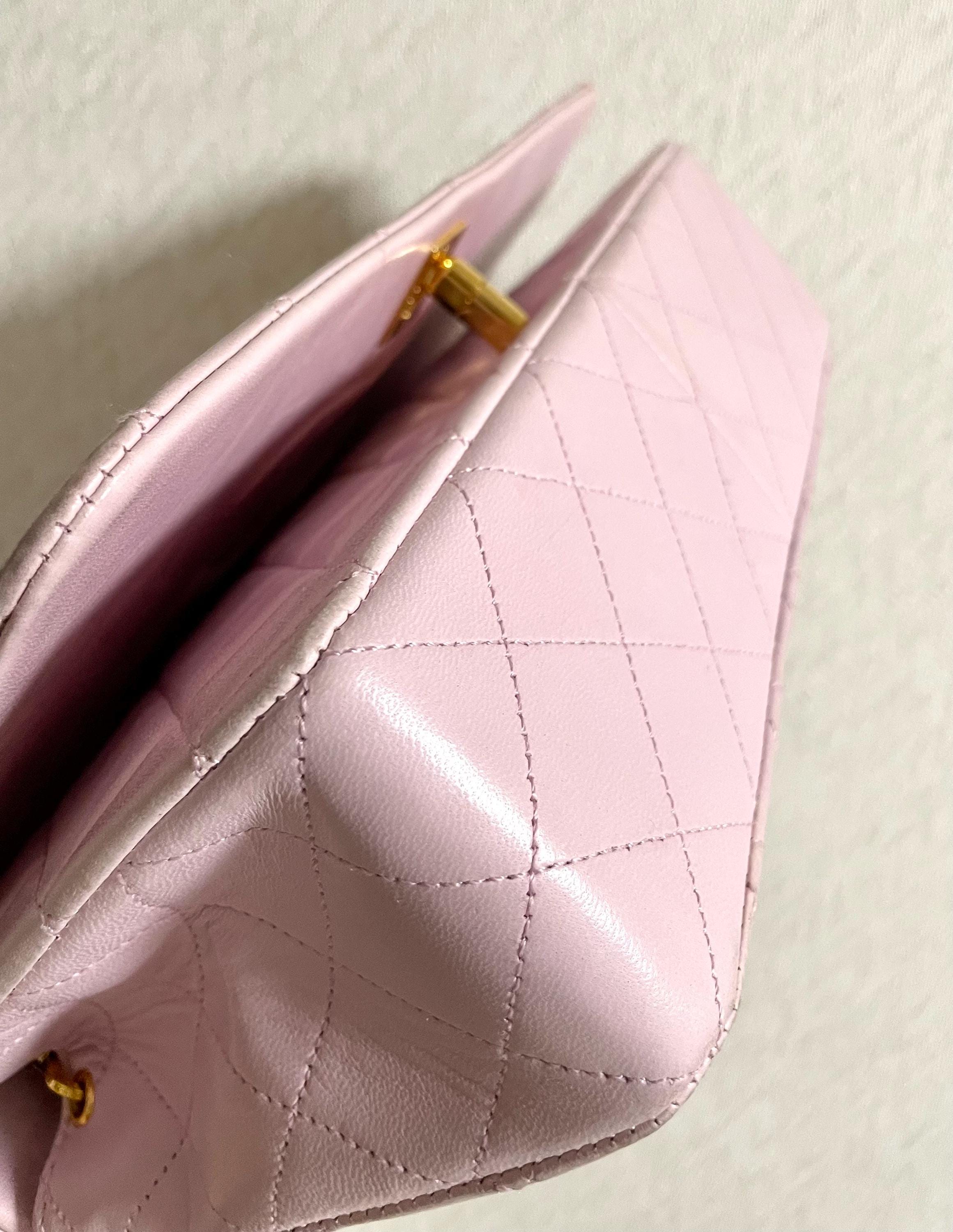 1990s Vintage CHANEL 2.55 Milky Pink Lambskin Shoulder Bag With