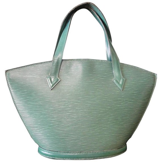 Vintage Louis Vuitton Green Epi Tote Bag in V Shaped Triangle. 