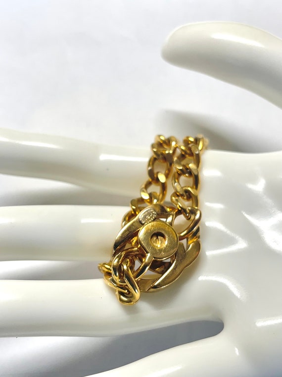 Vintage Chanel chain bracelet with turn lock CC a… - image 7